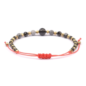 Bransoletka celebrytka czarny TURMALIN OBSYDIAN HEMATYT ochrona i spokój